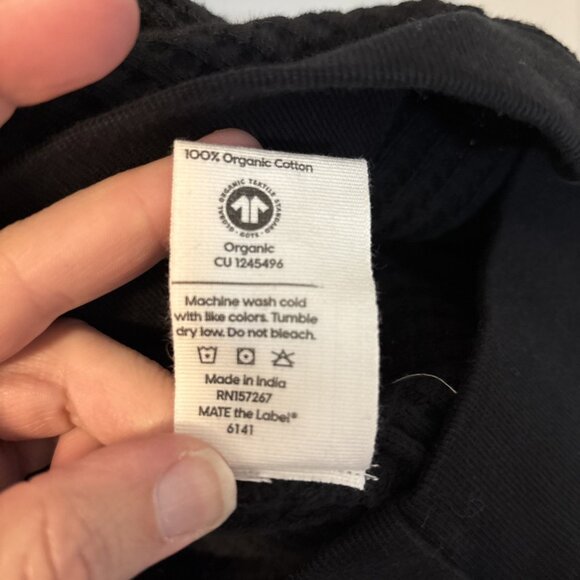 Mate the Label Medium Organic Waffle Collared Half Zip Black Medium - FLAW - Picture 7 of 8